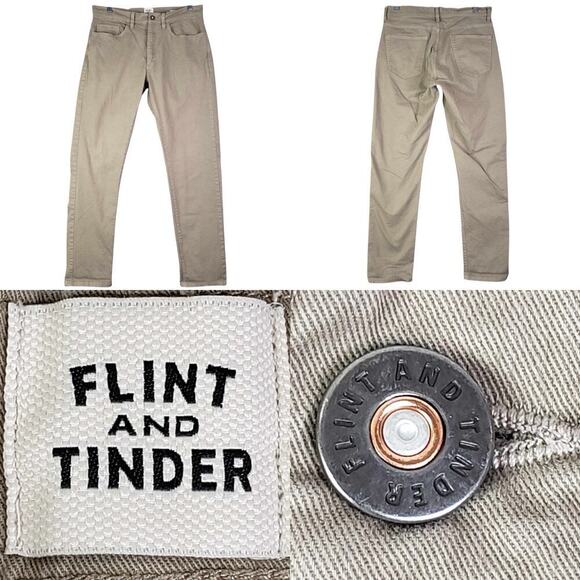 Flint And Tinder Pants Size 31x32 Straight Fit Work Wear Tapered Fit Khaki Tan - Picture 1 of 13